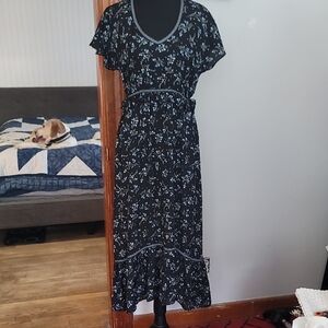 Max Studio Black and Blue Floral Maxi Dress